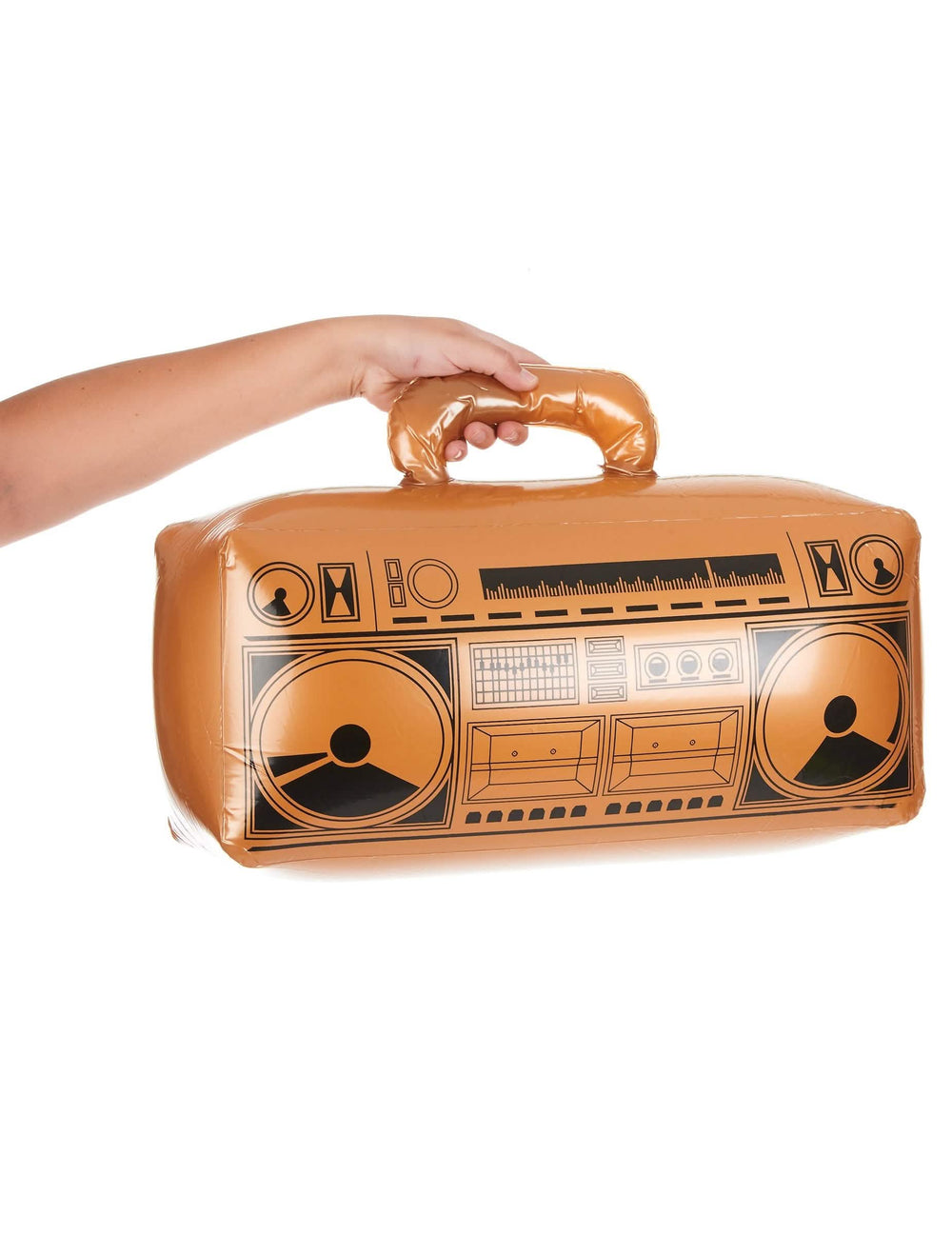 Radio Huckepack tenue à la main par la poignée du Radio Huckepack pour Erwachsene Farbe Gold