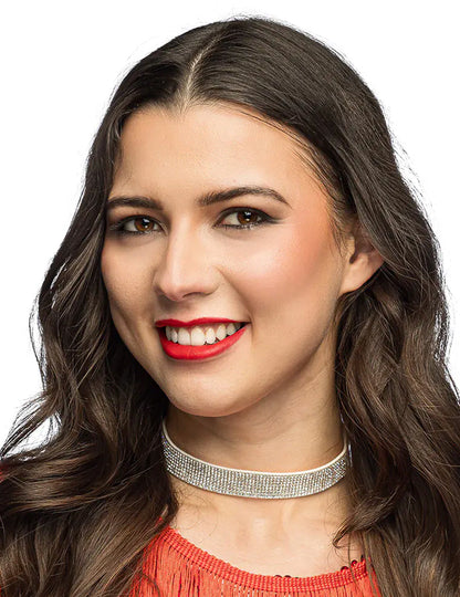 Elegantes weißes Strass-Halsband für Damen