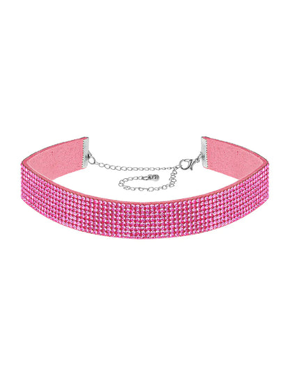 Rosa Strass-Choker für Damen