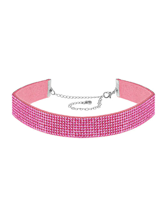 Rosa Strass-Choker für Damen
