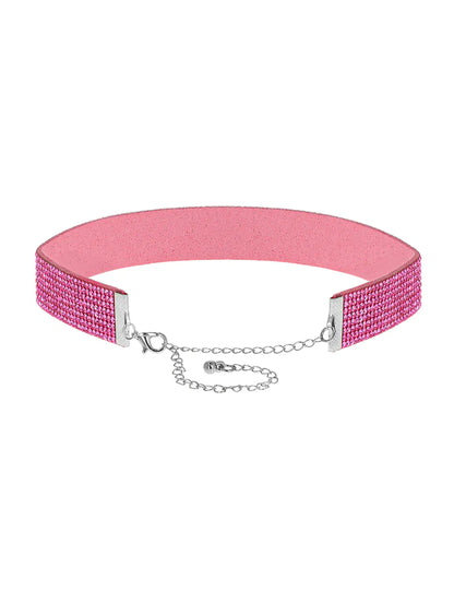 Rosa Strass-Choker für Damen