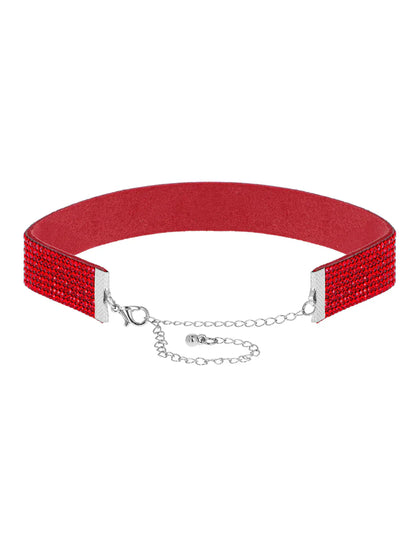 Rotes Strass-Halsband für Damen
