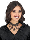 Ras de cou dentelle et chainettes pour femme noir