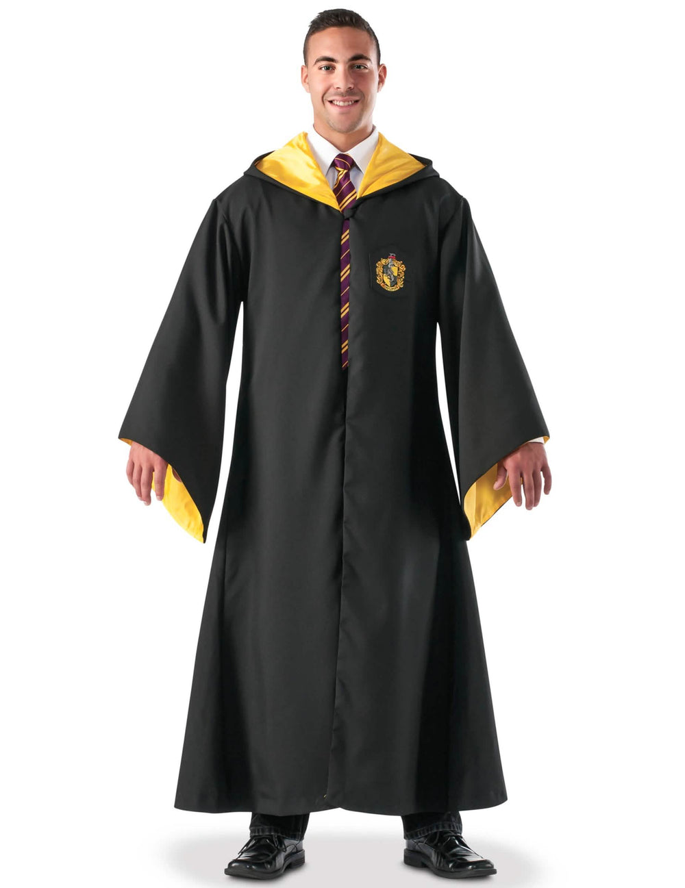 Réplique luxe robe de sorcier Poufsouffle pour adulte noire et jaune