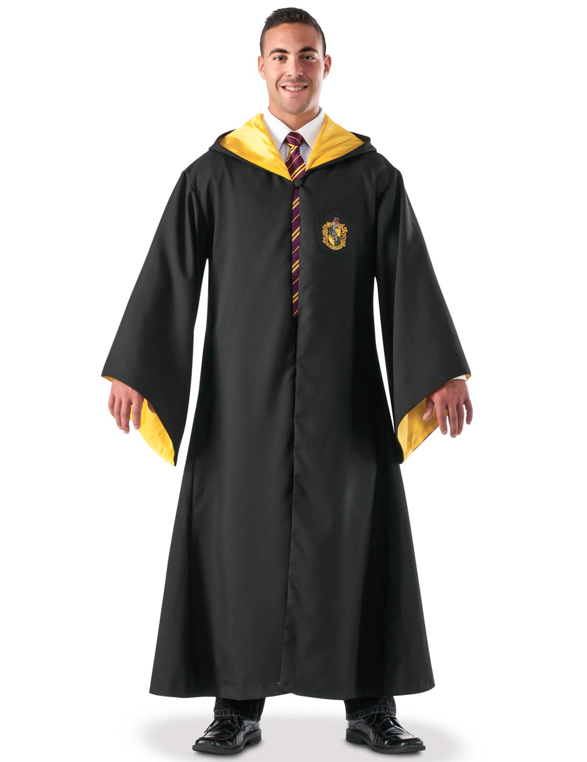 Réplique luxe robe de sorcier Poufsouffle pour adulte noire et jaune
