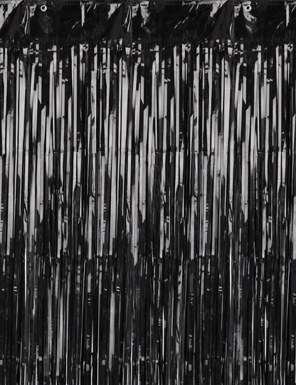 Détail de la texture du rideau scintillant noir pour décoration de fête