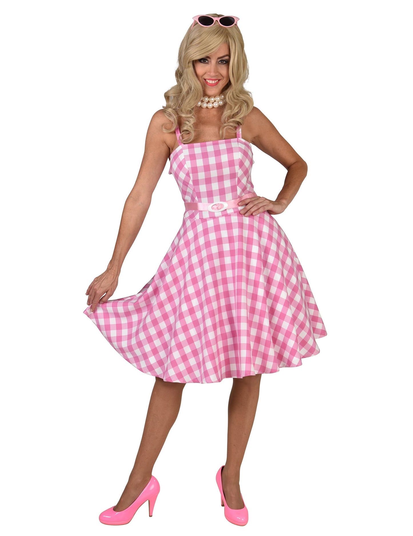 Robe poupée 50's vichy rose femme