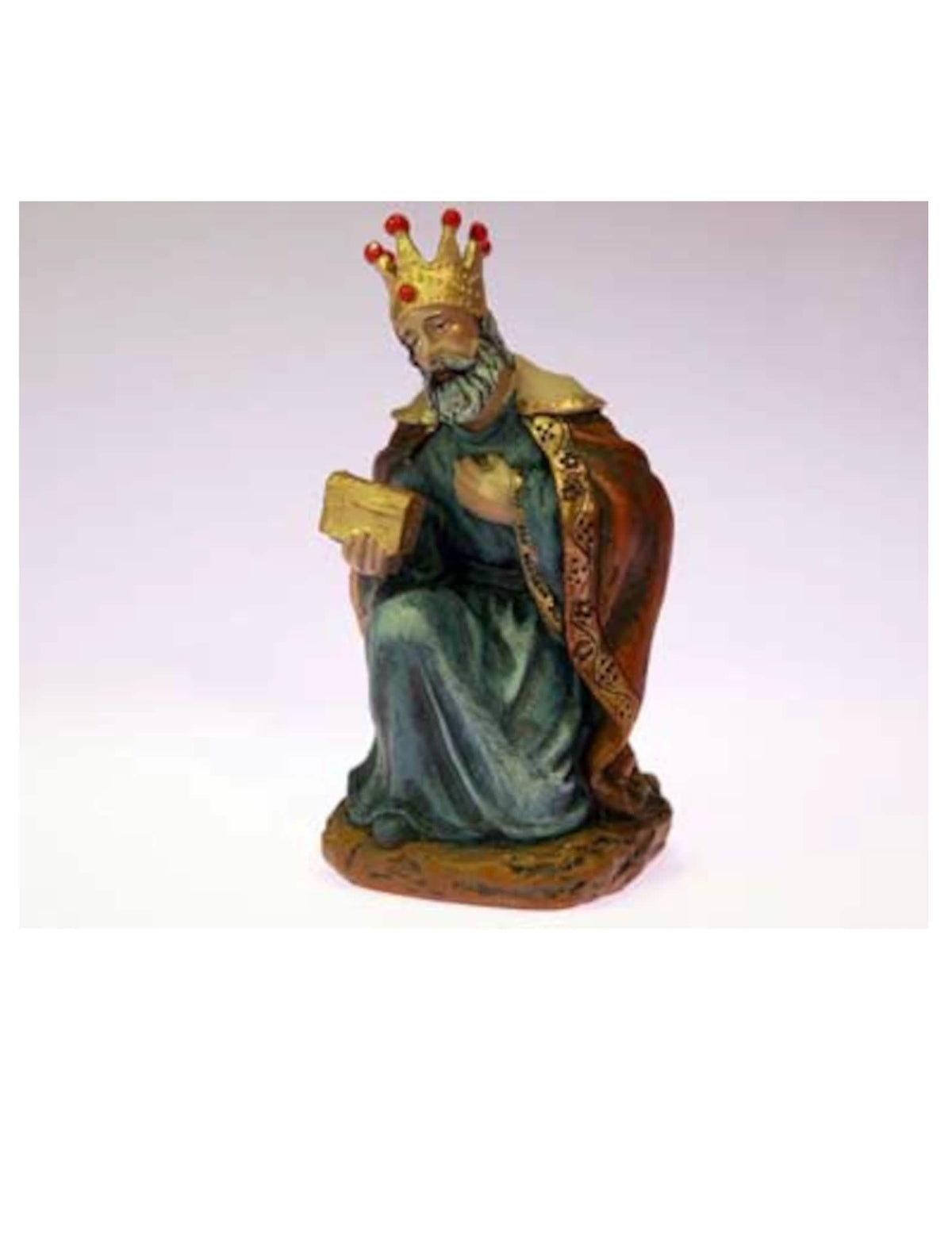Roi mage Melchior pour crèche bleu et doré en résine