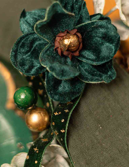 Serviettenring "Elegance" Samt Dunkelgrün & Gold - 14 cm