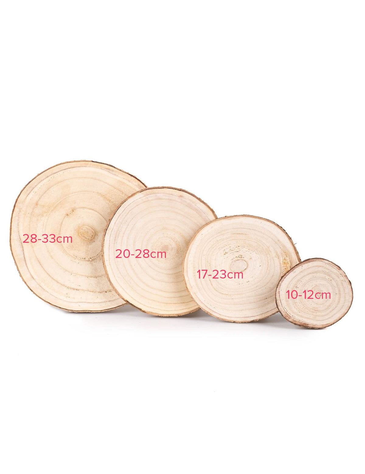 Comparaison des différents diamètres du rondin de bois naturel en platane