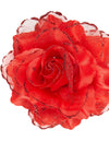 Rose pour cheveux pour femme rouge avec paillettes