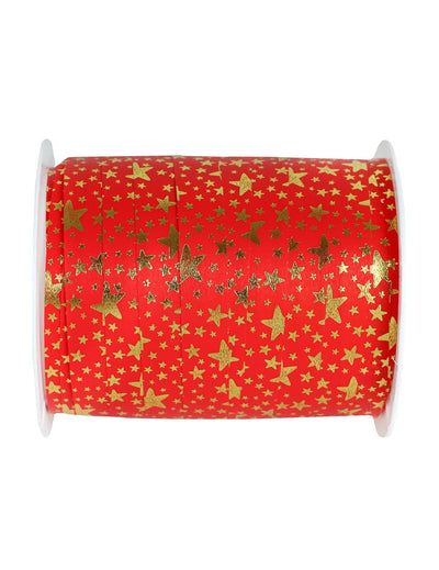 Rotes Dekoband mit Sternen 1 cm x 25 m