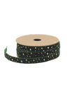 Samtband mit Sternen, dunkelgrün & gold, 1 cm x 3 m