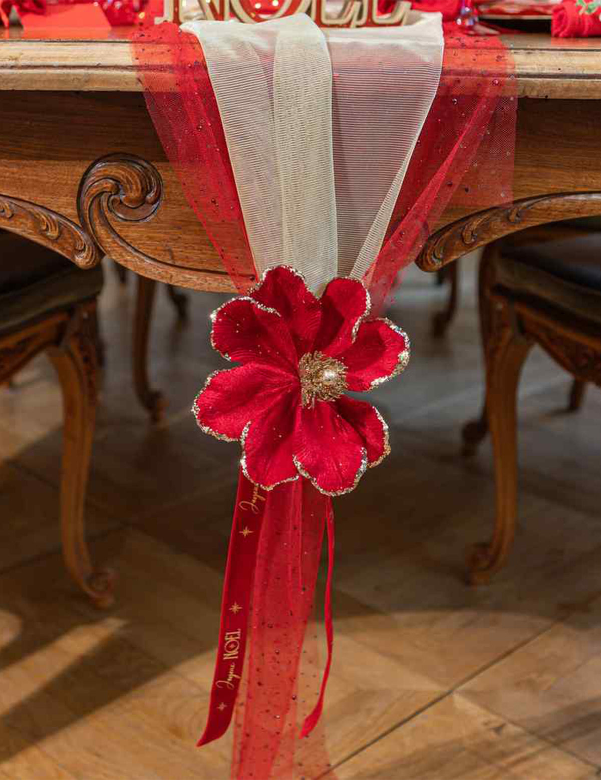 Frohe Weihnachten Samtband, rot & gold, 2,5 cm x 3 m