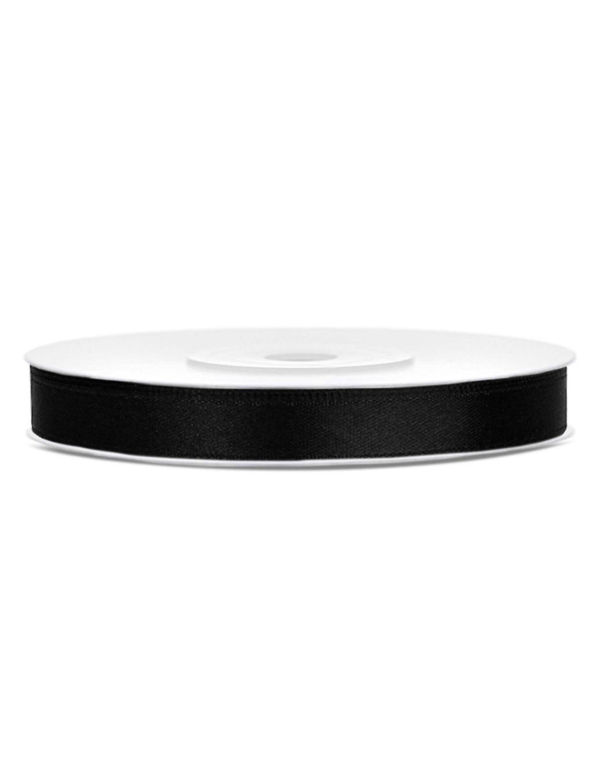 Schwarzes Deko-Satinband 25 m x 6mm