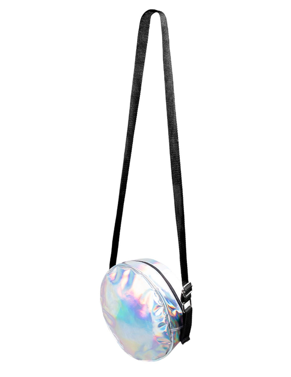 Sac à bandoulière rond holographique pour adulte argenté
