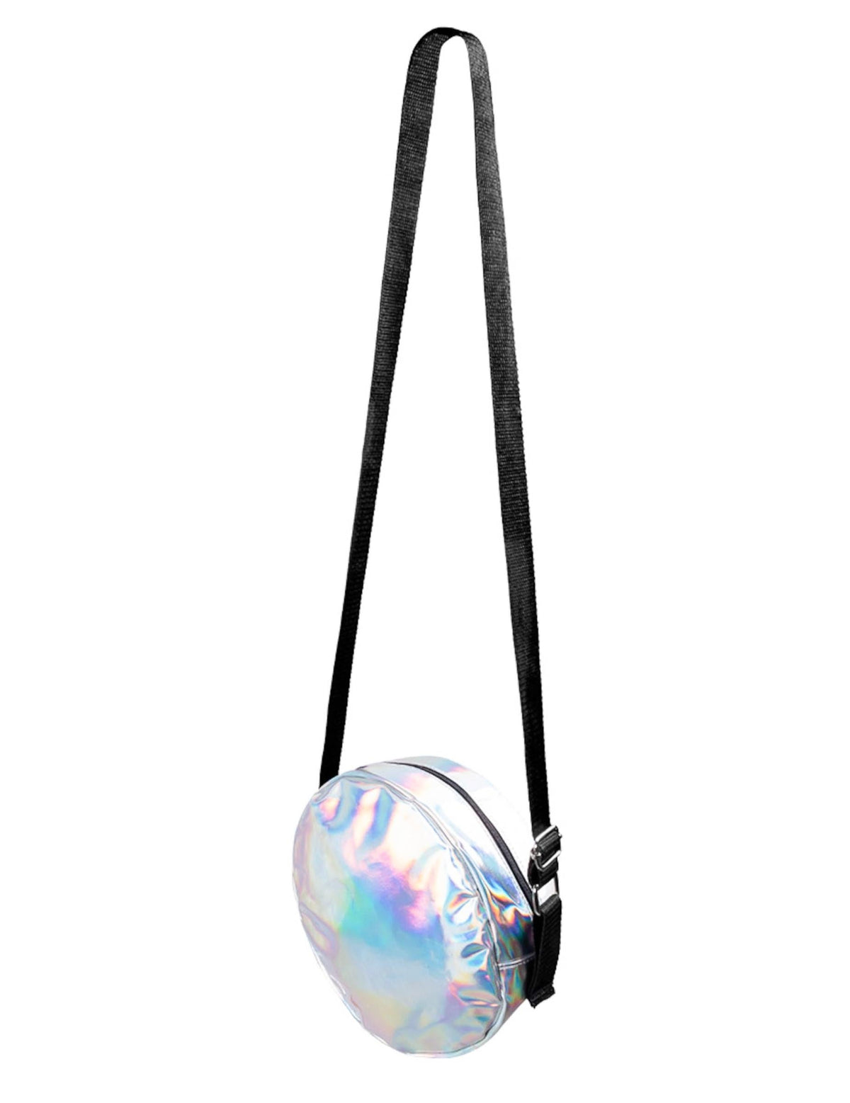 Sac à bandoulière rond holographique pour adulte argenté