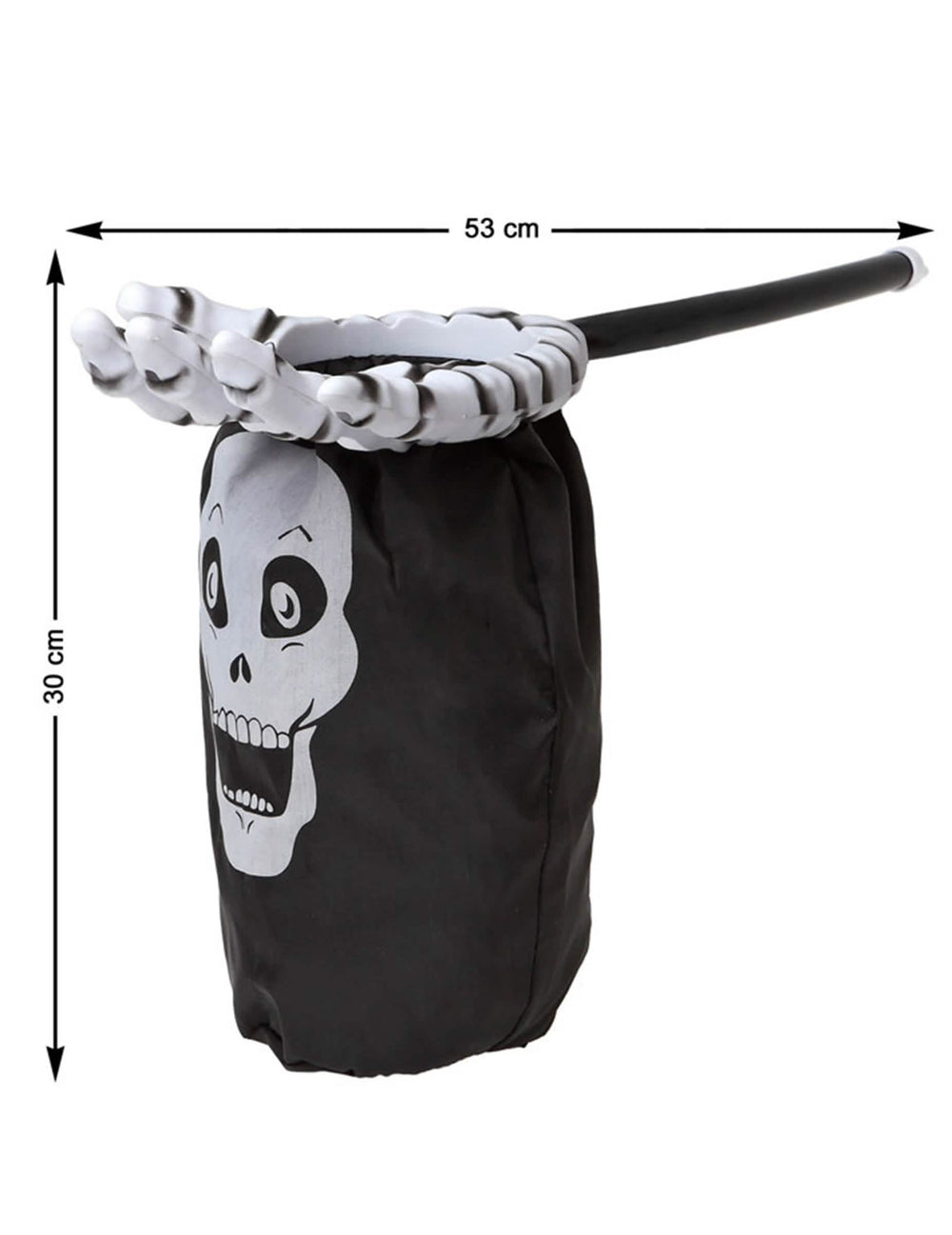Détail des dimensions du sac à bonbons squelette