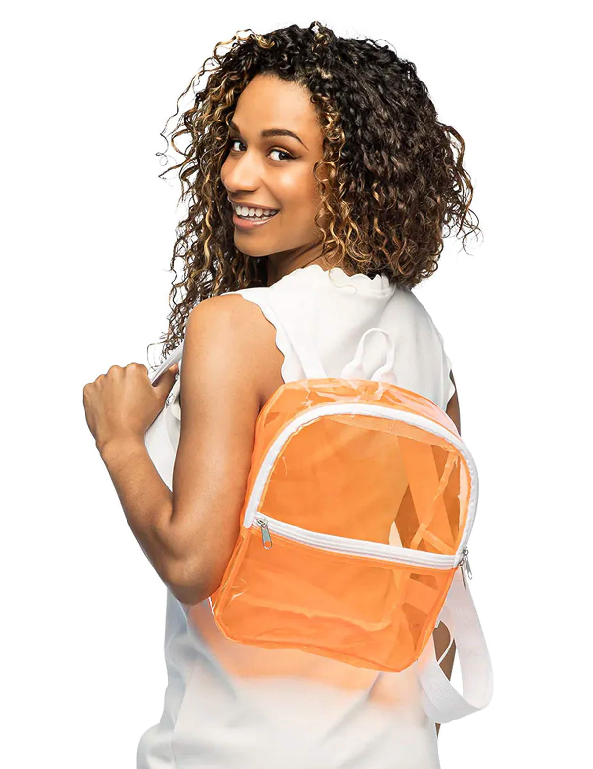 Sac à dos transparent pour adulte orange fluo