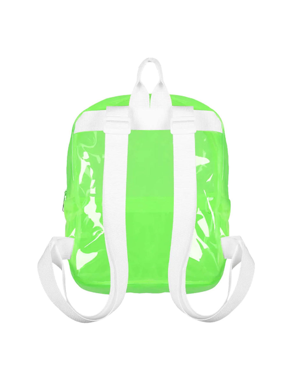 Vue de dos du sac à dos transparent vert fluo