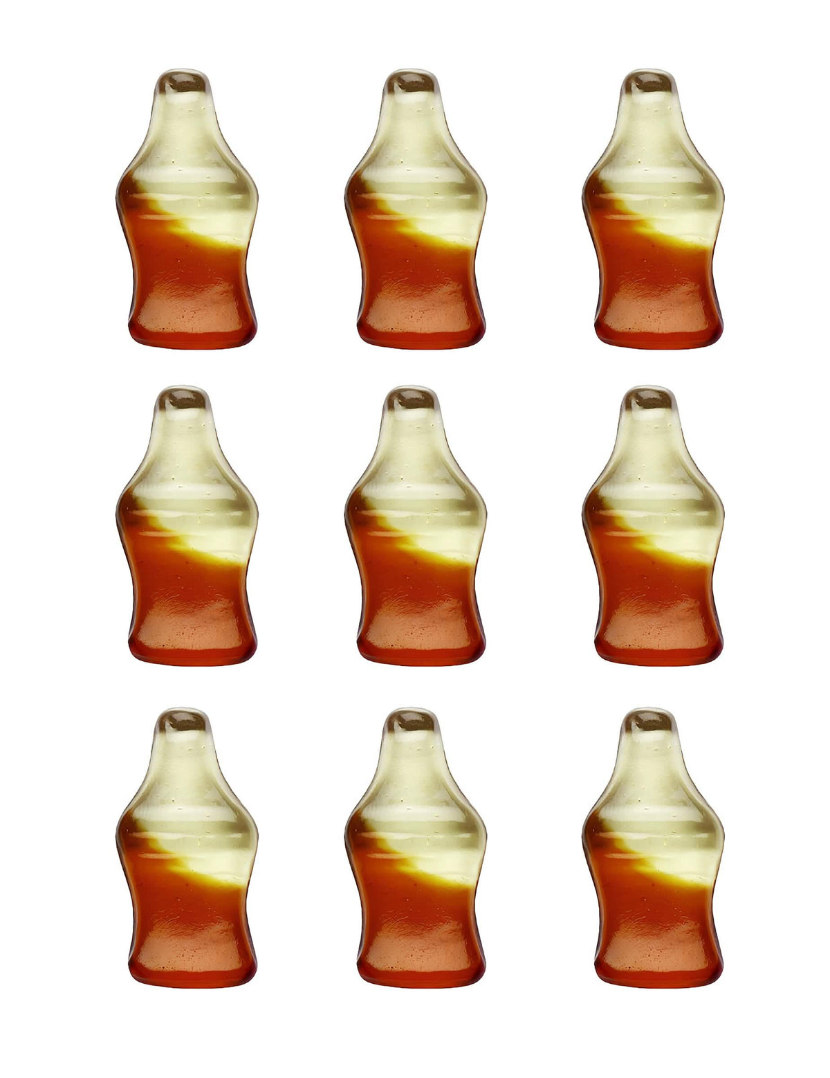 Detail der Süßigkeiten in Flaschenform aus der Haribo Happy Cola Süßigkeiten-Tüte