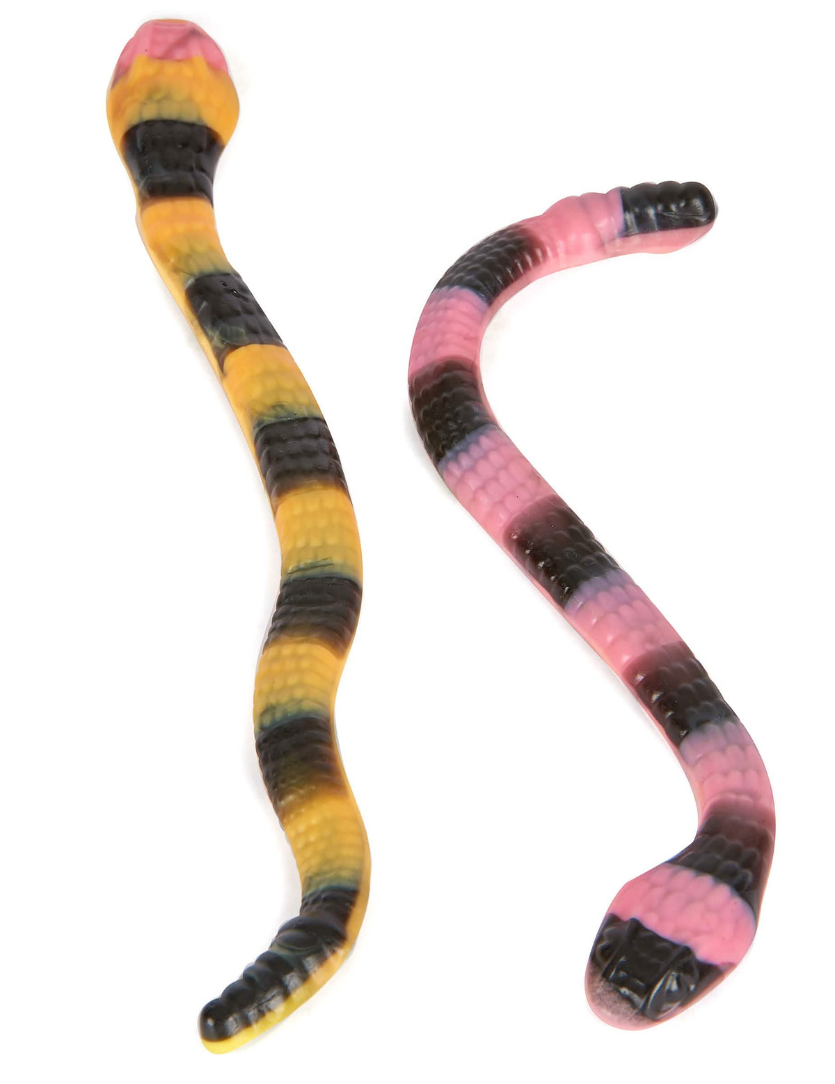 Gros plan sur deux bonbons du sachet bonbons serpents Pit le python