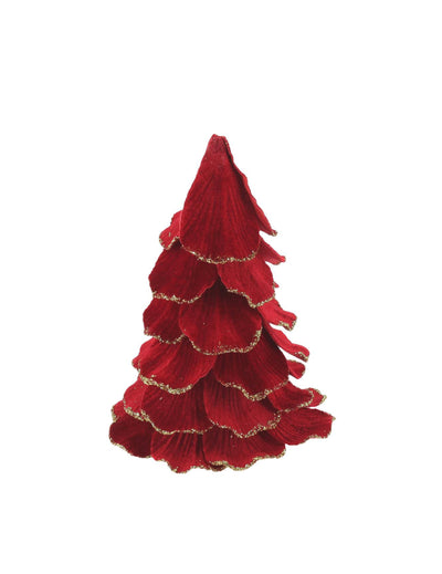Weihnachtsbaum aus Samt in Rot und Gold 12 x 16 cm