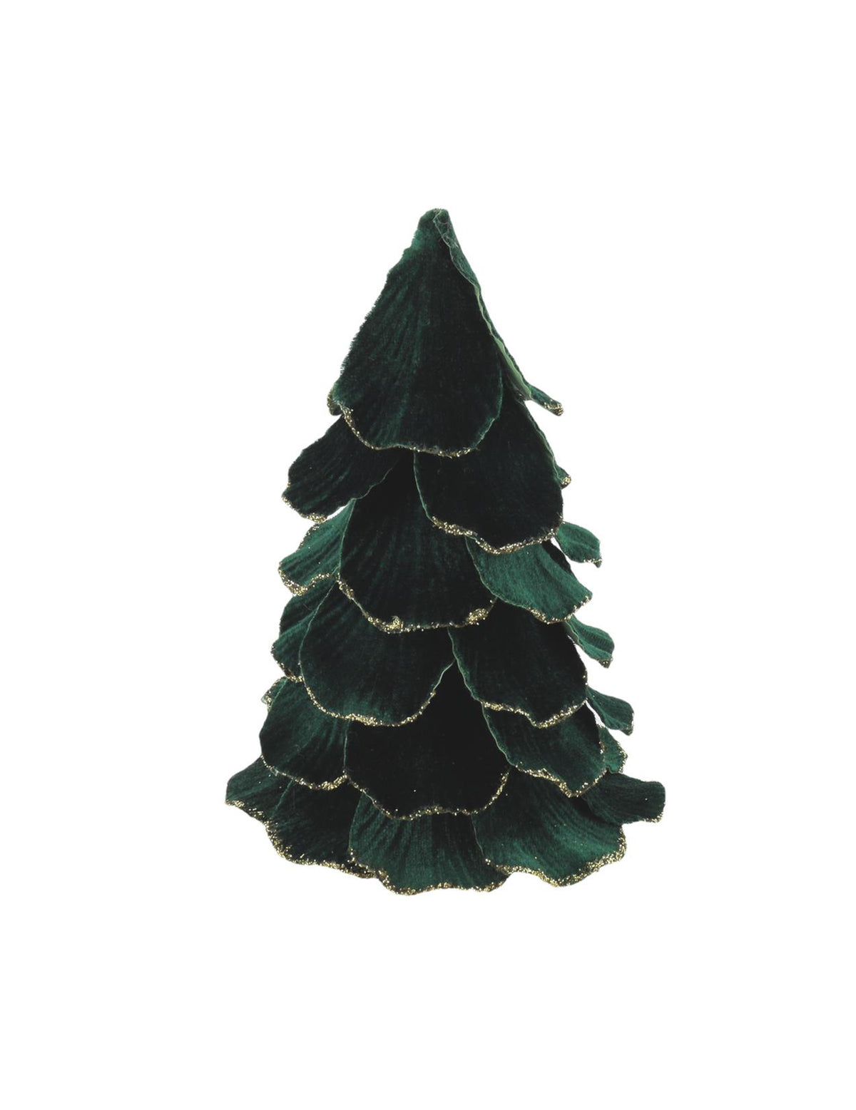 Weihnachtsbaum-Aufsteller aus Samt in Dunkelgrün & Gold 12 x 16 cm
