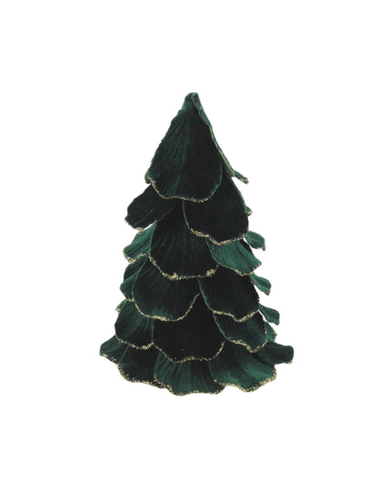Weihnachtsbaum-Aufsteller aus Samt in Dunkelgrün & Gold 12 x 16 cm
