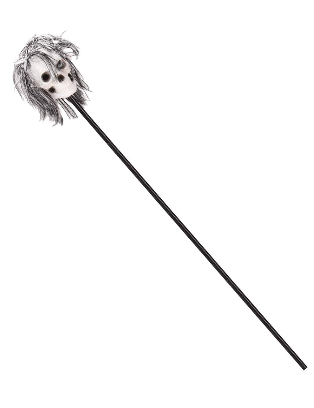 Zepter mit Black and White-Voodoo-Kopf und Farbe Grau Haaren