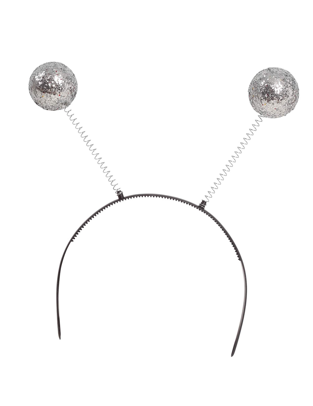 Detail der glitzernden Kugeln des Disco (70er)-Haarreifs mit Kugeln