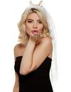 Serre-tête avec voile Bride EVJF pour femme blanc et doré à paillettes