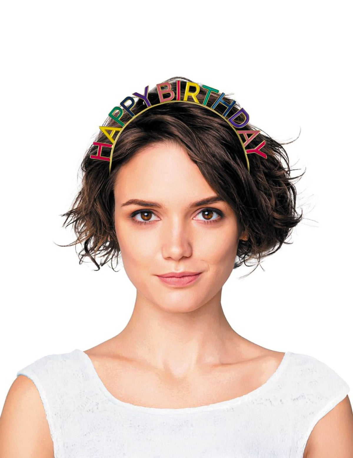Serre-tête Happy Birthday pour adulte multicolore doré
