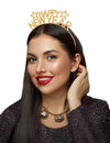 Serre-tête Happy New Year à strass pour adulte doré