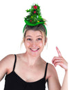Serre-tête mon beau sapin pour adulte vert avec guirlande et étoile rouge