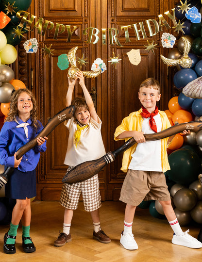 Harry Potter™ Folienballon-Duo Besen & Goldener Schnatz