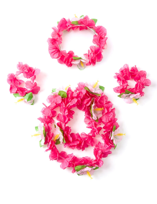 Hawaii Set rosa für Erwachsene