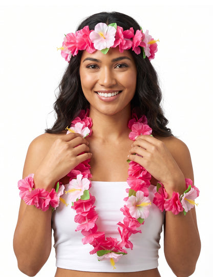 Hawaii Set rosa für Erwachsene