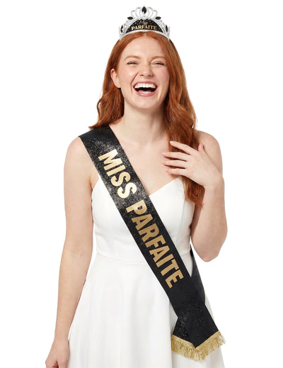 Set Schal und Diadem Miss Parfaite für Damen Schwarz und Gold