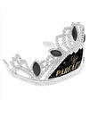 Detail des grau, silbernen Diadems des Sets aus Schärpe und Diadem Miss Parfaite