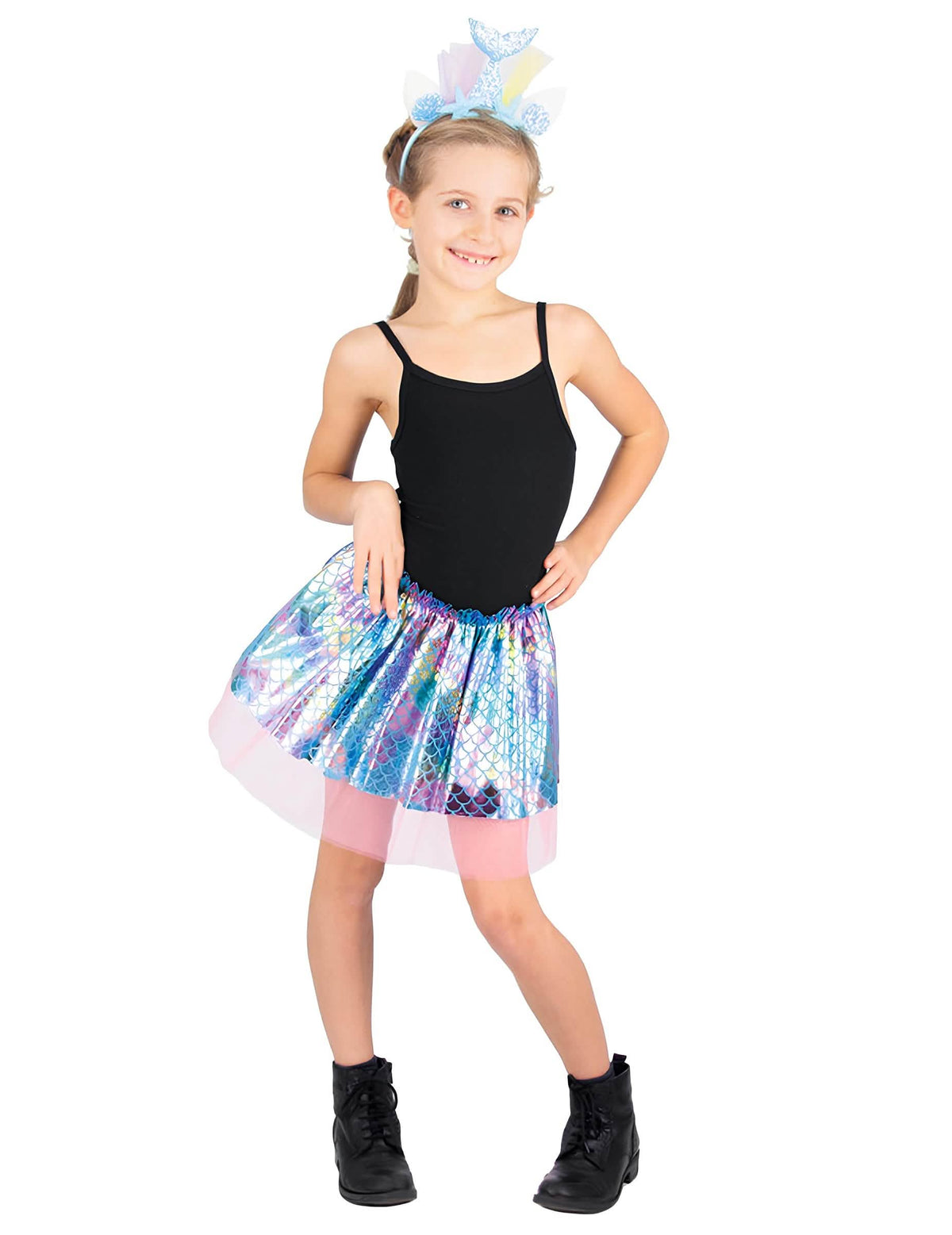 Set de sirène pour fille bleu à écailles et rose
