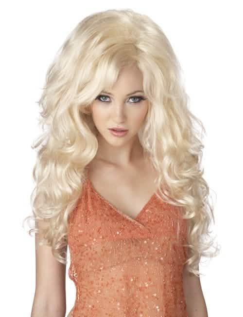 Perruque blonde sexy pour femme longue et bouclée