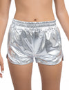 Silberne Metallic-Shorts für Damen