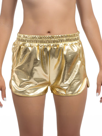 Goldene Metallic-Shorts für Damen
