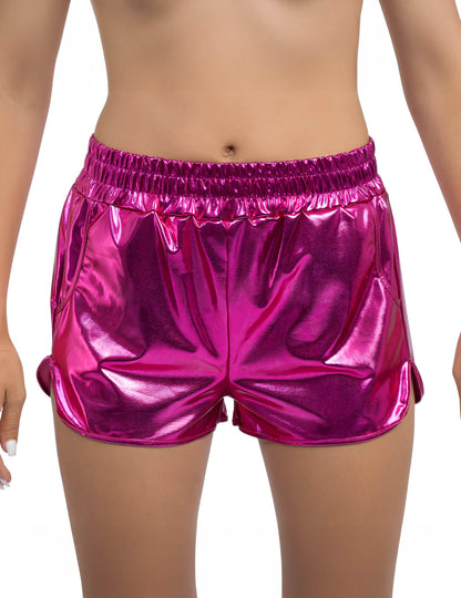 Pinke Metallic-Shorts für Damen