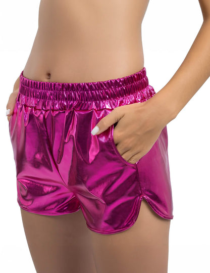 Pinke Metallic-Shorts für Damen