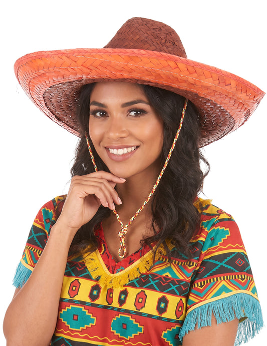 Orangefarbener mexikanischer Sombrero für Erwachsene