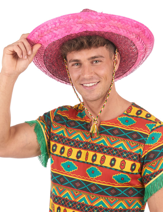 Pinker mexikanischer Sombrero für Erwachsene