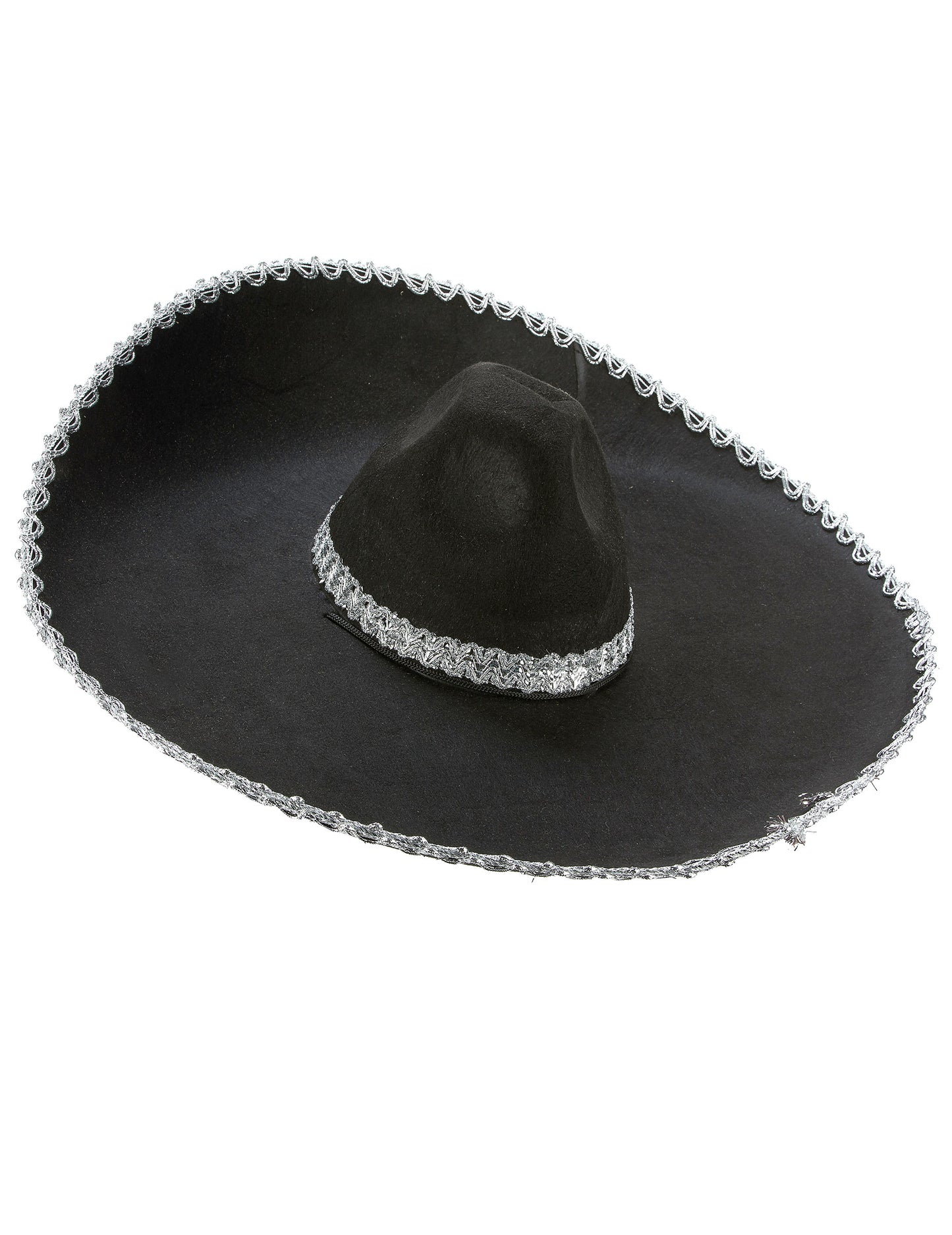 Mexiko Sombrero für Erwachsene schwarz-silber