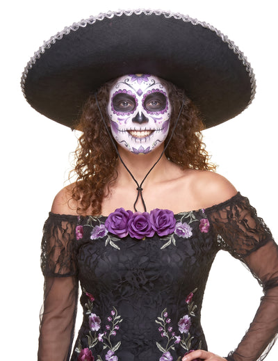 Mexiko Sombrero für Erwachsene schwarz-silber